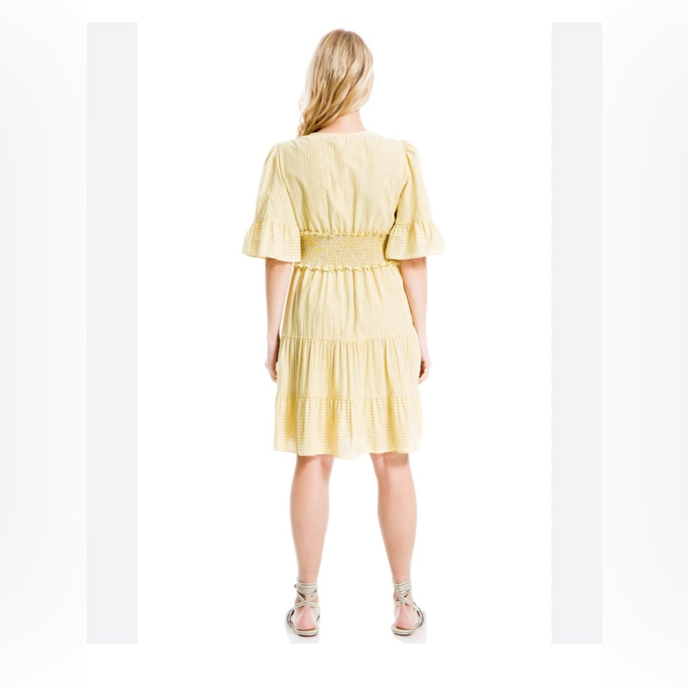 Max Studio Women’s Yarn Dye 3/4-Sleeve Mini Dress, Yellow size Small (like new) - Picture 15 of 16